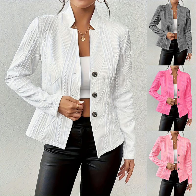 Women Formal Wear Stitching - Nieuwe herfst- en wintervrouwen-blazer met textuurknop