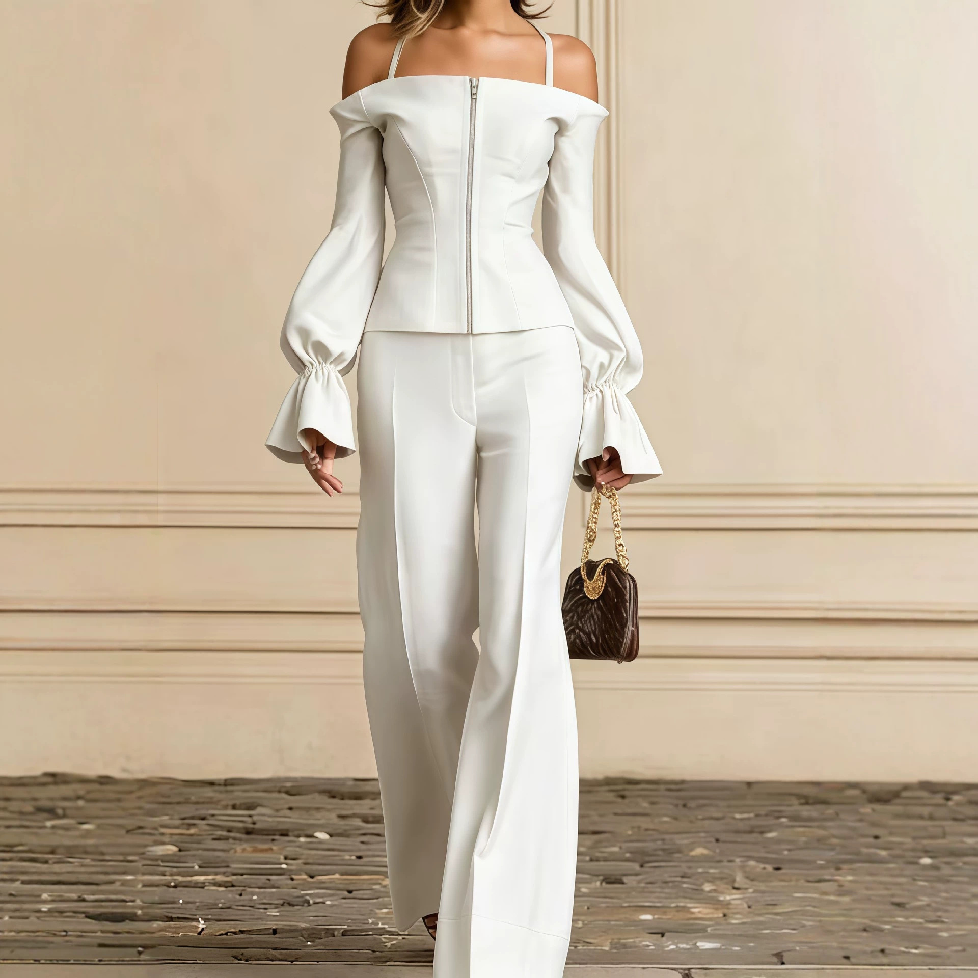 Female Formal Wear - 2-delig broekpak voor dames, effen, met