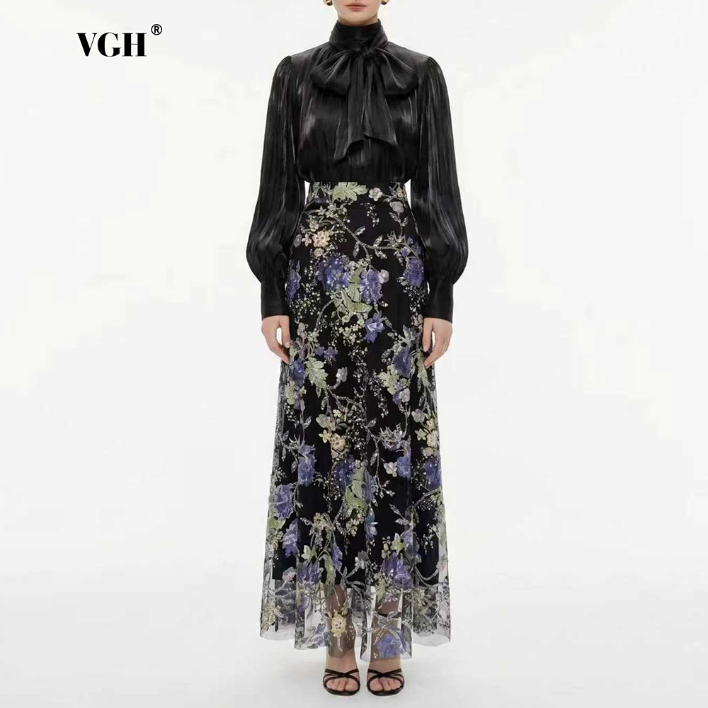 Women Formal Wear Black - VGH Elegante Chique Zwarte Bloemrijke Tweedelige