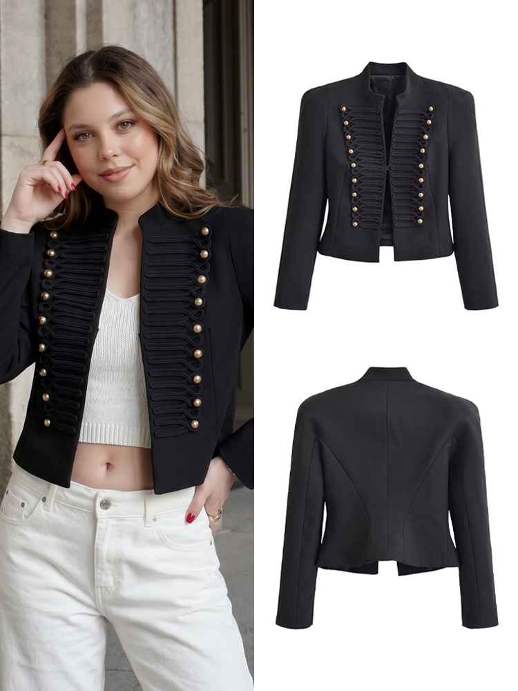 Women Formal Wear Black - HH Dames Vintage Napoleon-jas Opstaande kraag