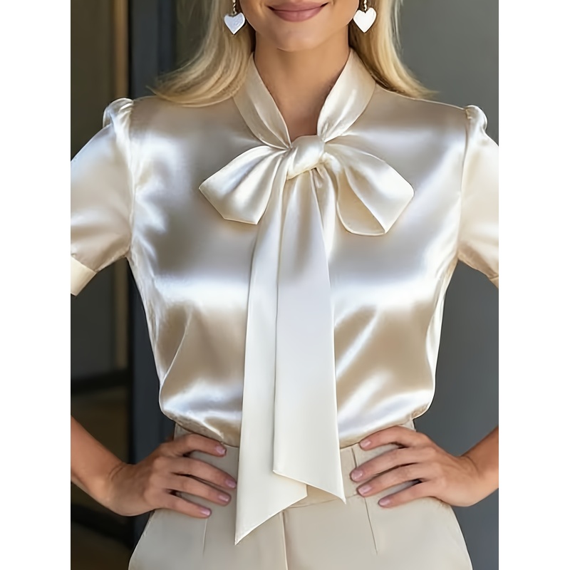 Women Formal Wear Stitching - Elegant damesoverhemd met korte mouwen en