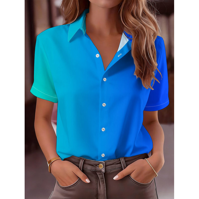 Dames casual overhemd met kort - Women Formal Wear Stitching recensie en prijs