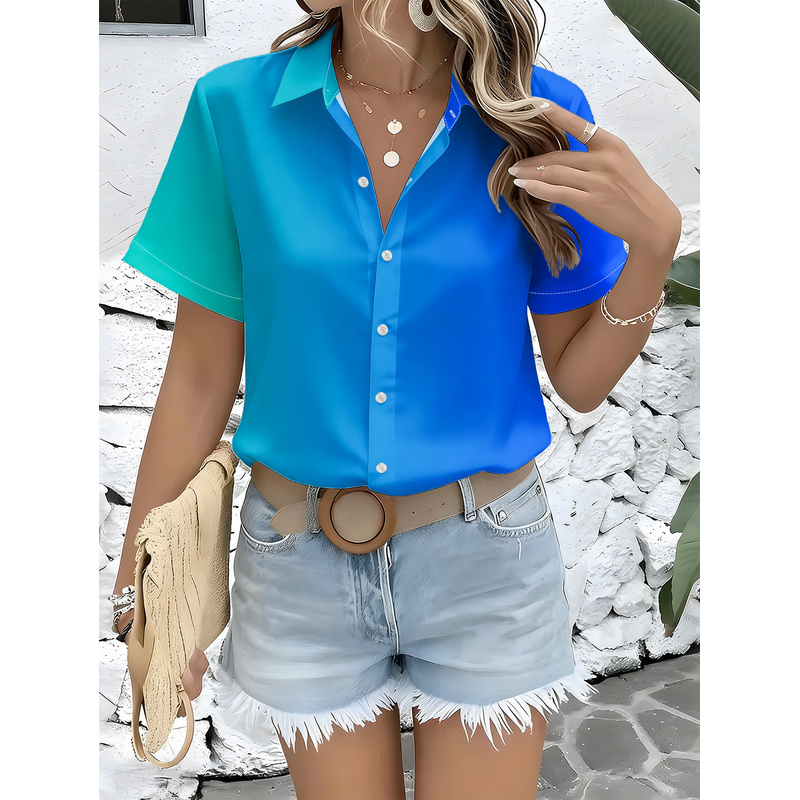Dames casual overhemd met kort - Women Formal Wear Stitching recensie en prijs