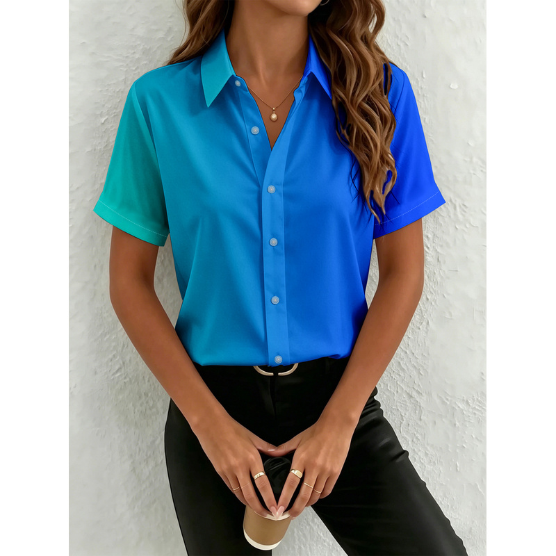 Dames casual overhemd met kort - Women Formal Wear Stitching recensie en prijs