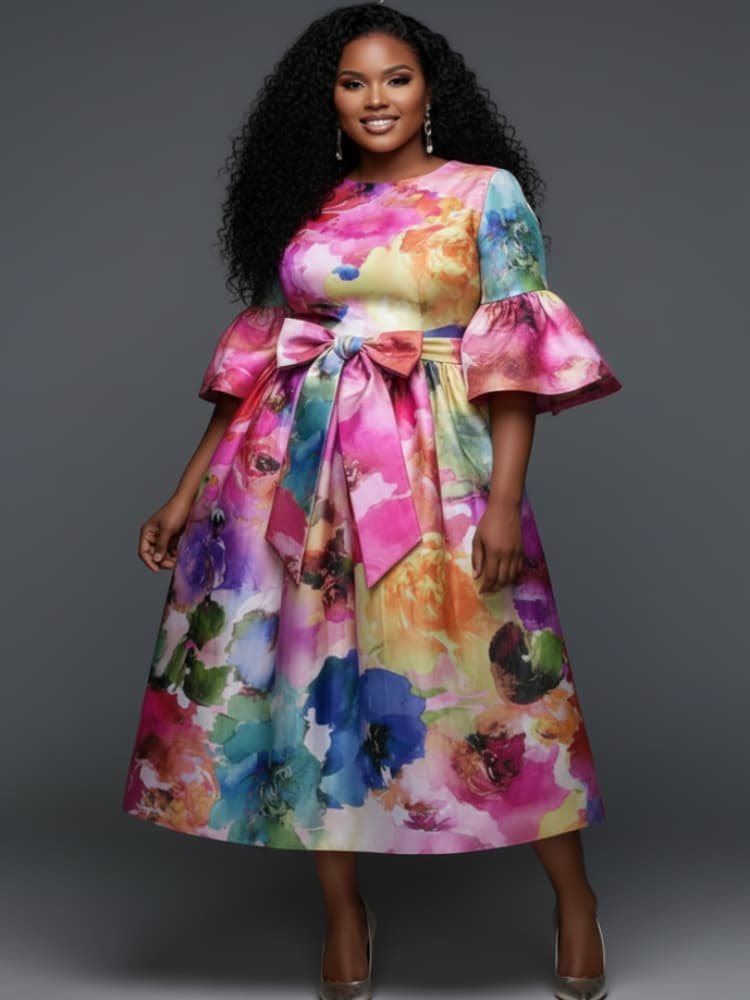 Plus Size Midi-jurk met ronde  - Female Formal Wear recensie en prijs