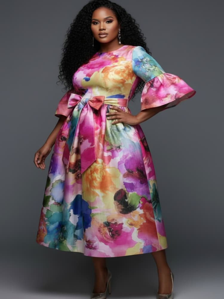 Plus Size Midi-jurk met ronde  - Female Formal Wear recensie en prijs