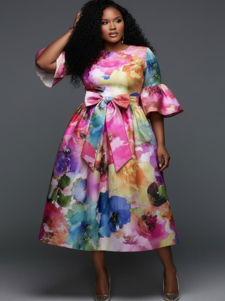 Plus Size Midi-jurk met ronde  - Female Formal Wear recensie en prijs