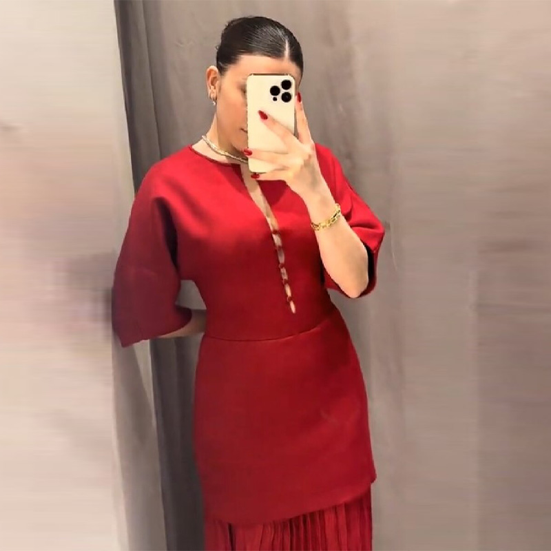 Elegante bordeauxrode geplooid - Formal Wear Gowns For Women recensie en prijs