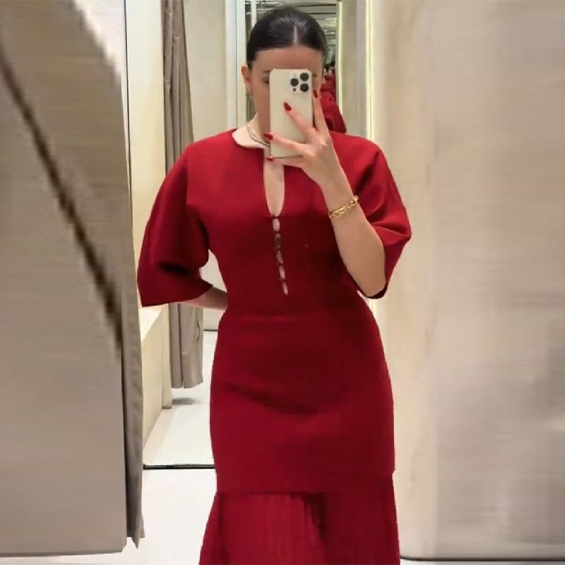 Elegante bordeauxrode geplooid - Formal Wear Gowns For Women recensie en prijs