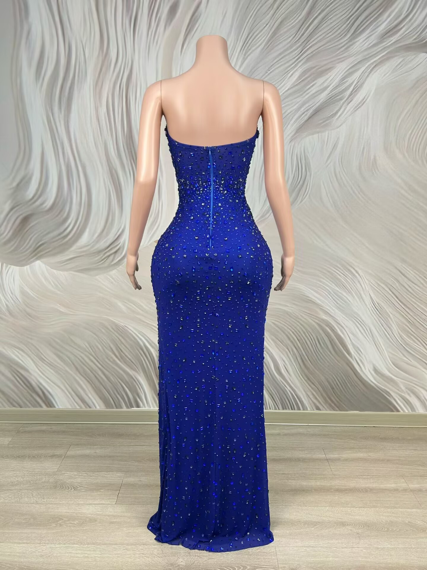 Glinsterende blauwe strapless  - Formal Wear Gowns For Women recensie en prijs